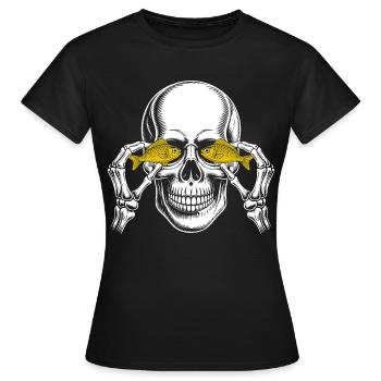 Skull with yellow fish eyes - Women's T-Shirt - black - Front - AI Model Female 172 dark (172cm)