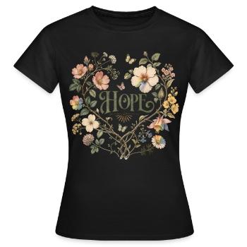 T-shirt Hope Floral Heart Botanique Vintage Floral - T-shirt Femme - noir - Devant - AI Model Female 172 dark (172cm)