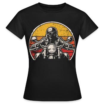 Motard rétro au coucher du soleil - T-shirt Femme - noir - Devant - AI Model Female 172 dark (172cm)