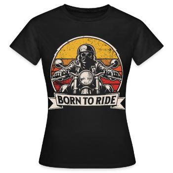 Né pour monter | Moto rétro | Style motard - T-shirt Femme - noir - Devant - AI Model Female 172 dark (172cm)
