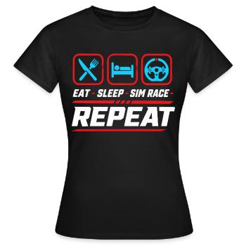 Eat sleep sim race repeat for sim racing fans - Women's T-Shirt - black - Front - AI Model Female 172 dark (172cm)