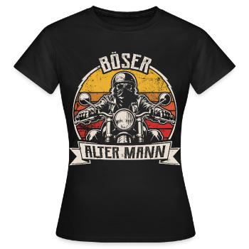 Vieil Homme Maléfique | Un motard rétro qui dit | Moto - T-shirt Femme - noir - Devant - AI Model Female 172 dark (172cm)