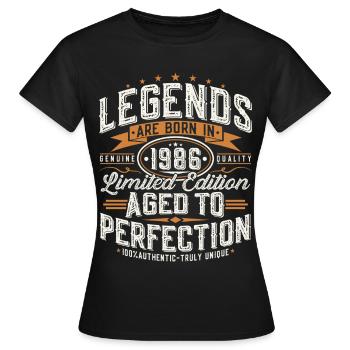 Cadeau rétro vintage d’anniversaire 1986 - T-shirt Femme - noir - Devant - AI Model Female 172 dark (172cm)