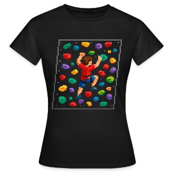 Retro Pixel Art Bouldering 8-Bit Climbing Wall - Women's T-Shirt - black - Front - AI Model Female 172 dark (172cm)