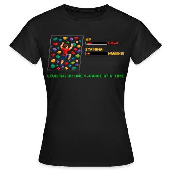 Bloc rétro en pixel art : Dire monter de niveau - T-shirt Femme - noir - Devant - AI Model Female 172 dark (172cm)