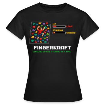 Bloc rétro en pixel art : Dire monter de niveau - T-shirt Femme - noir - Devant - AI Model Female 172 dark (172cm)