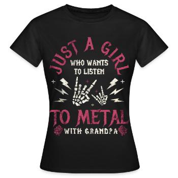 Une fille Metal Baby avec Grand-père Rock Baby - T-shirt Femme - noir - Devant - AI Model Female 172 dark (172cm)