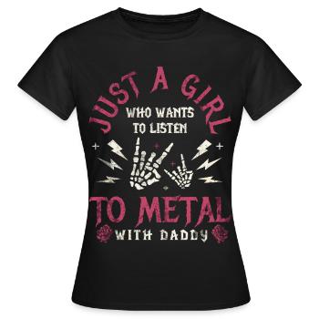 Metal Baby Girl With Daddy Rock Family - Women's T-Shirt - black - Front - AI Model Female 172 dark (172cm)