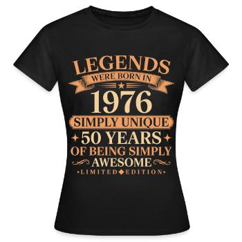 Né en 1976, unique 50 ans - T-shirt Femme - noir - Devant - AI Model Female 172 dark (172cm)