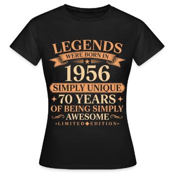 Né en 1956 Unique 70 ans - T-shirt Femme - noir - Devant - AI Model Female 172 dark (172cm)