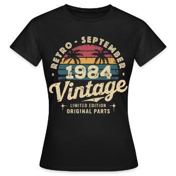 Vintage Septembre 1984 Édition Limitée Septembre - T-shirt Femme - noir - Devant - AI Model Female 172 dark (172cm)