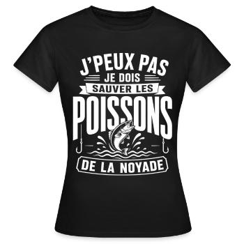 Humour Pêcheur, Cadeau Pêche Drôle - T-shirt Femme - noir - Devant - AI Model Female 172 dark (172cm)