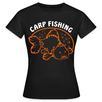 Fische_angeln_002_carp_fishing - T-shirt Femme - noir - Devant - AI Model Female 172 dark (172cm)