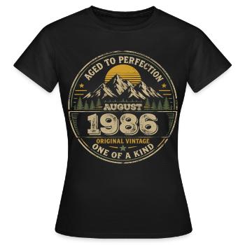 Regalo de cumpleaños de agosto de 1986 Añada 1986 - Camiseta mujer - negro - delante - AI Model Female 172 dark (172cm)