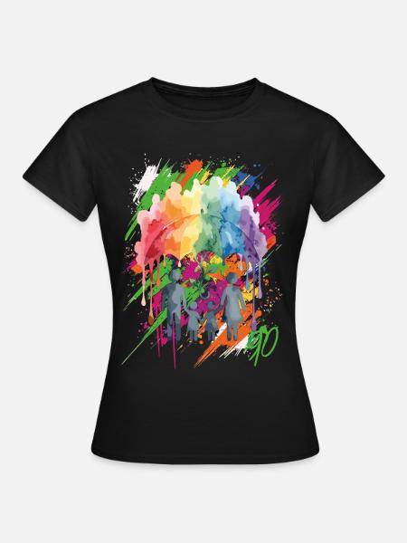 Abstrakte 90er Farbexplosion - Frauen T-Shirt - Schwarz