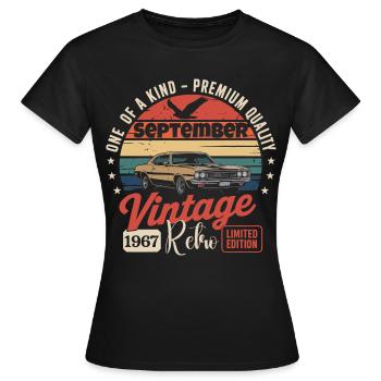 Geburtstag September 1967 Oldtimer - Frauen T-Shirt - Schwarz - Vorne - AI Model Female 172 dark (172cm)
