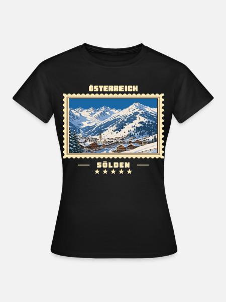 Österreich Sölden Winter Vintage Reisemarke - Frauen T-Shirt - Schwarz