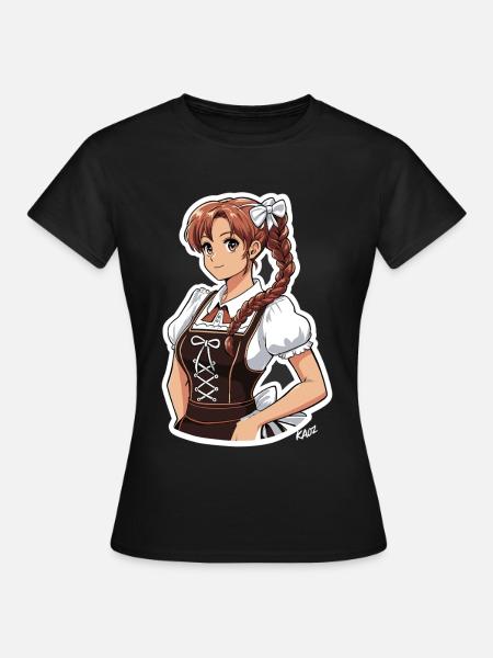 Dirndl Anime Charme - Frauen T-Shirt - Schwarz