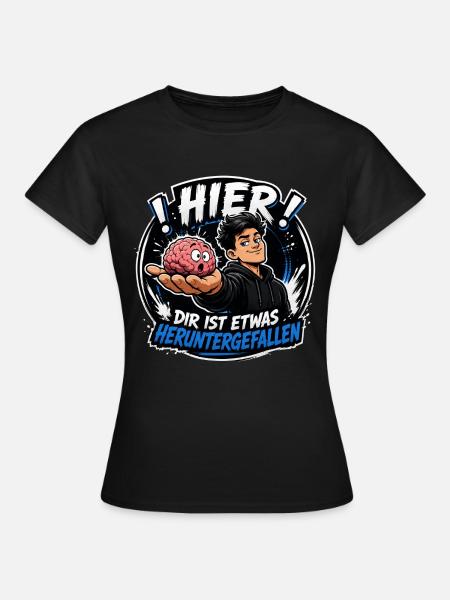 Gehirn in der Hand Cartoon Humor - Frauen T-Shirt - Schwarz