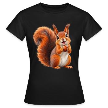Nussliebendes Eichhörnchen - Frauen T-Shirt - Schwarz - Vorne - AI Model Female 172 dark (172cm)