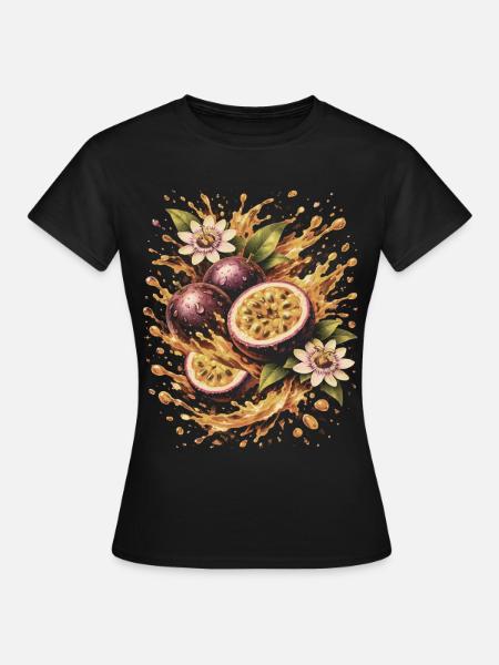 Passionsfrucht Exotische Maracudja Spritzkunst - Frauen T-Shirt - Schwarz