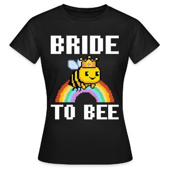 Bride To Bee Pixel Biene Regenbogen JGA Gaming - Frauen T-Shirt - Schwarz - Vorne - AI Model Female 172 dark (172cm)