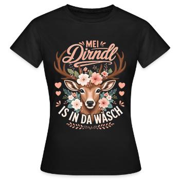 Mei Dirndl is in da Wäsch Trachten Ersatz - Frauen T-Shirt - Schwarz - Vorne - AI Model Female 172 dark (172cm)