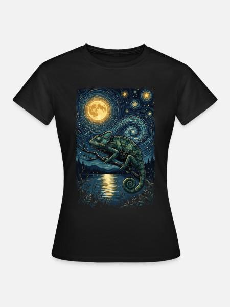 Mondnacht-Gecko am Flusslicht - Frauen T-Shirt - Schwarz