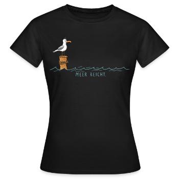 Meer reicht Möwe Wortspiel  - Frauen T-Shirt - Schwarz - Vorne - AI Model Female 172 dark (172cm)
