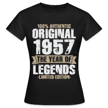 1957 Legendärer Jahrgang – 70. Geburtstag Retro - Frauen T-Shirt - Schwarz - Vorne - AI Model Female 172 dark (172cm)