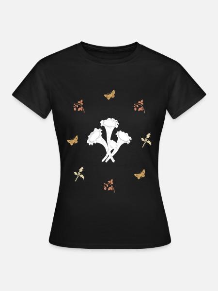 Pilze & Schmetterling - Dark Botanical - Frauen T-Shirt - Schwarz
