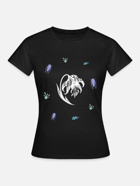 Verwelkteblumenwirbel – Botanische Kunst - Frauen T-Shirt - Schwarz