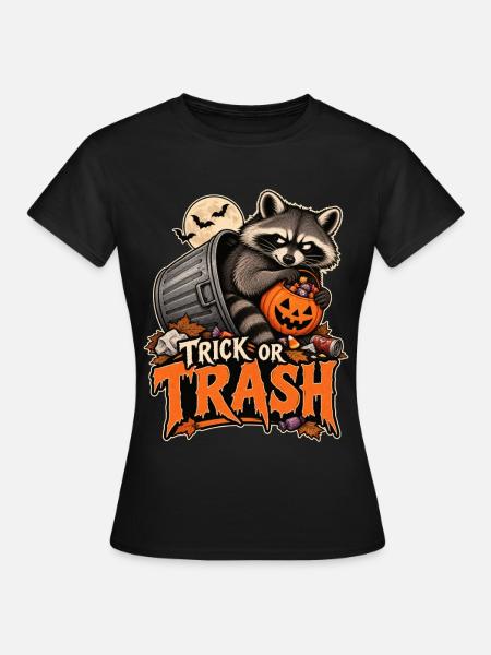 Trick or Trash Waschbär Halloween - Frauen T-Shirt - Schwarz