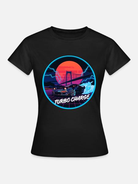 Turbo Charge Retro Synthwave Drift-Kunst - Frauen T-Shirt - Schwarz