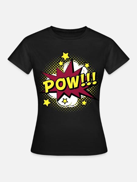 Comic POW Knall Cartoon Superheld - Frauen T-Shirt - Schwarz