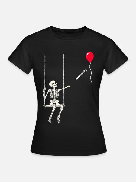 Rotes Ballonskelett - Frauen T-Shirt - Schwarz