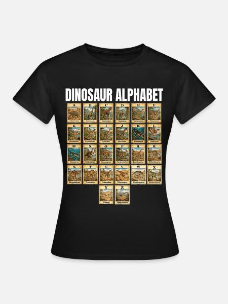 Dinosaurier-Alphabet Dino Lover Kinder Jungs - Frauen T-Shirt - Schwarz