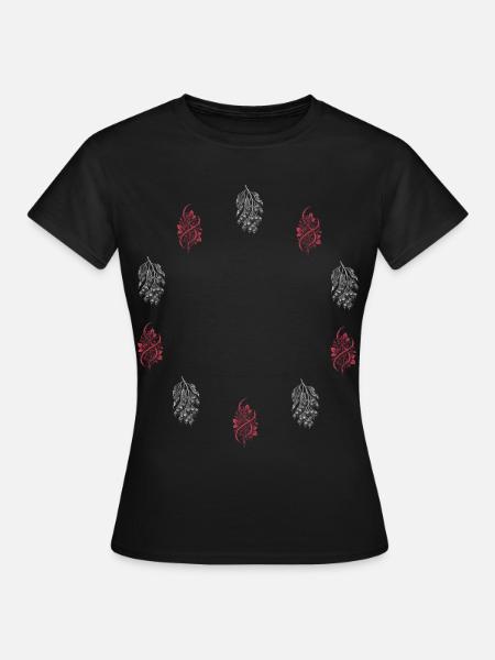 Blütenzweig & Beerenranke - Botanik - Frauen T-Shirt - Schwarz