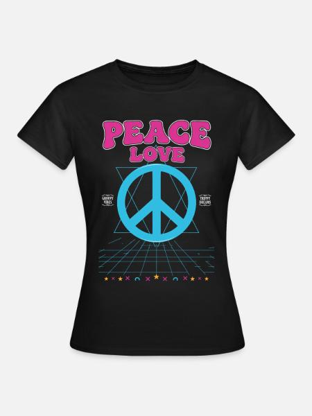 Hippie-Musik Trippig-Frieden-Liebes-Schilder-Rave - Frauen T-Shirt - Schwarz
