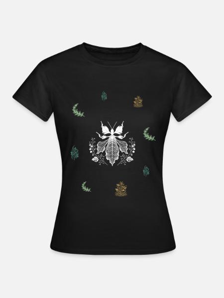 Blattinsekt & Wacholder - Botanische Kunst - Frauen T-Shirt - Schwarz