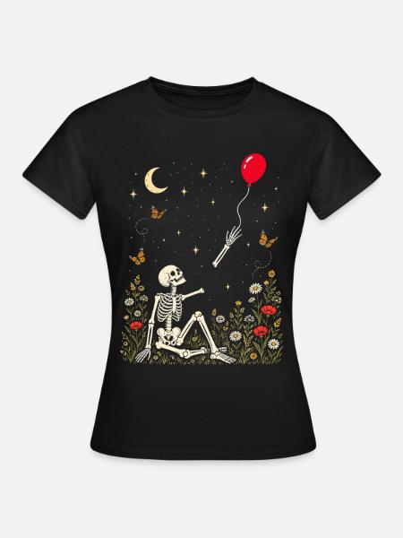 Rotes Ballonskelett - Frauen T-Shirt - Schwarz