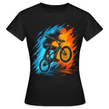 BMX Fahrrad Bike Herren Kinder BMX - Frauen T-Shirt - Schwarz - Vorne - AI Model Female 172 dark (172cm)