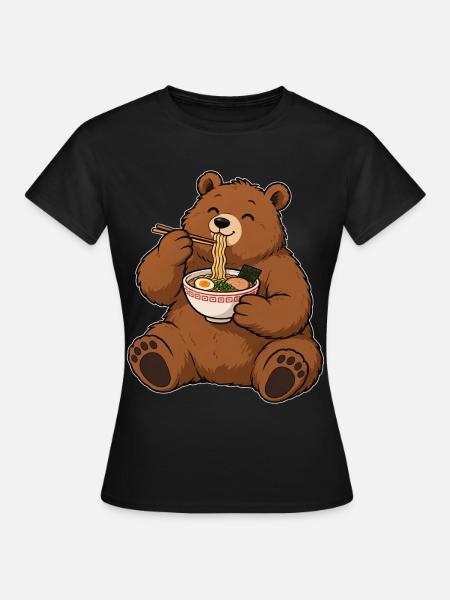 Bär liebt Ramen – Nudeln & Genuss - Frauen T-Shirt - Schwarz