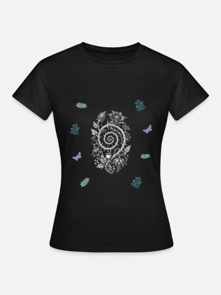 Dornenspirale & Farn & Beerenzweig - Botanik - Frauen T-Shirt - Schwarz