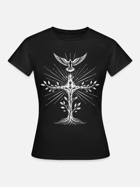 Heilig-Geist-Taubenkreuz - Frauen T-Shirt - Schwarz