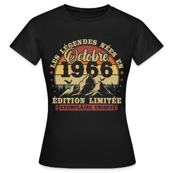 Oktober 1966 Jahrgang Vintage Geburtstag Retro - Frauen T-Shirt - Schwarz - Vorne - AI Model Female 172 dark (172cm)