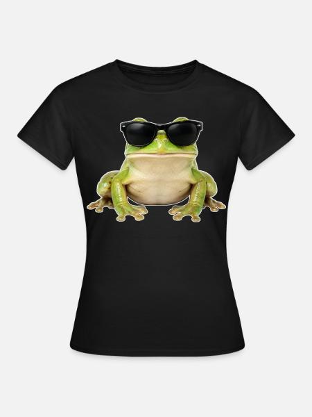 Cooler Frosch mit Sonnenbrille - Frauen T-Shirt - Schwarz