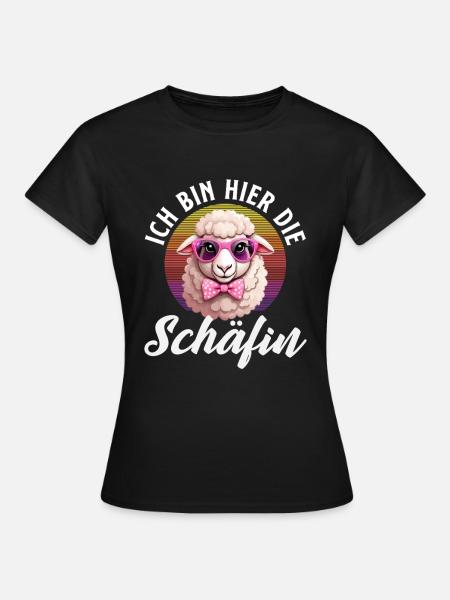 Süße Schäfin Mit Brille Und Fliege - Frauen T-Shirt - Schwarz
