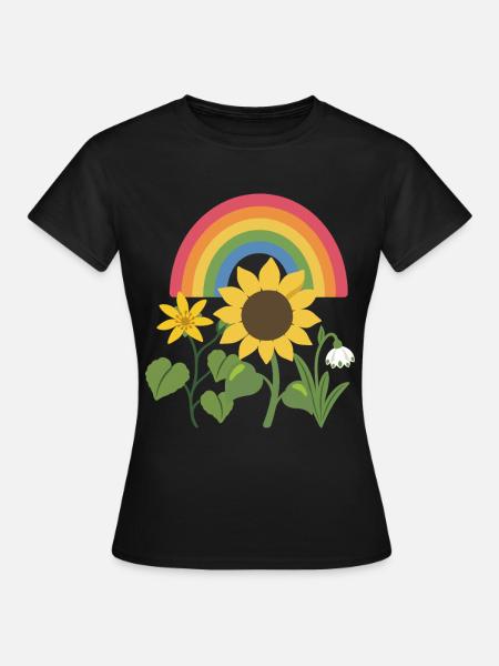 Natur · Blumen · Bunte Sonnenblume - Frauen T-Shirt - Schwarz