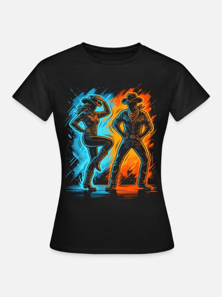 Linedance Herren Damen Kinder Line Dance - Frauen T-Shirt - Schwarz